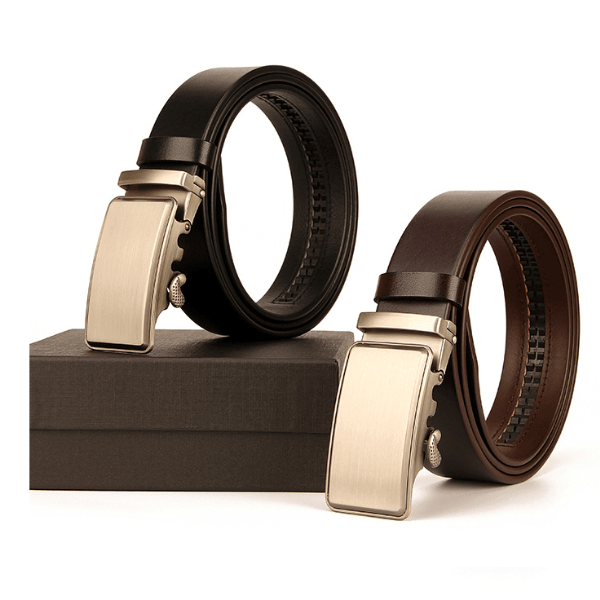 Matt Finish Ratcheted Leather Dress Belt