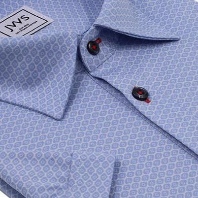 Mid Blue on White Oval Jacquard Knit Polo Shirt