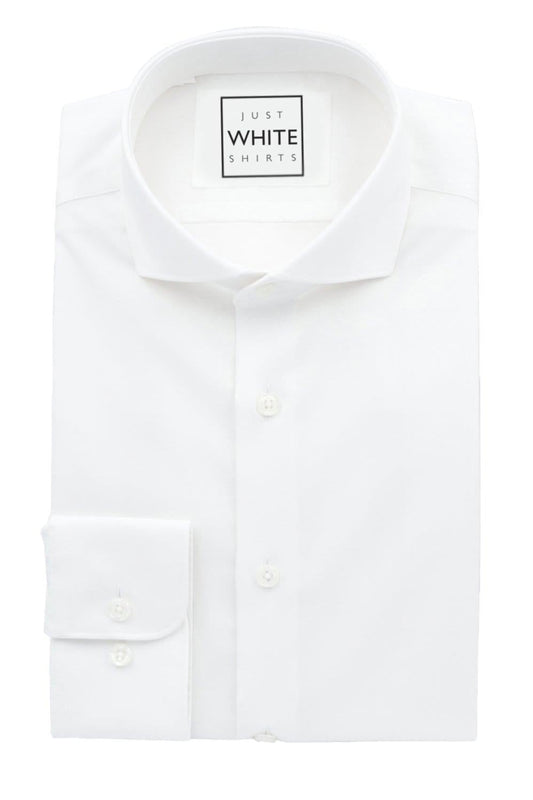 White Egyptian Cotton Non Iron Dress Shirt, Spread Collar and Adjustable Cuffs