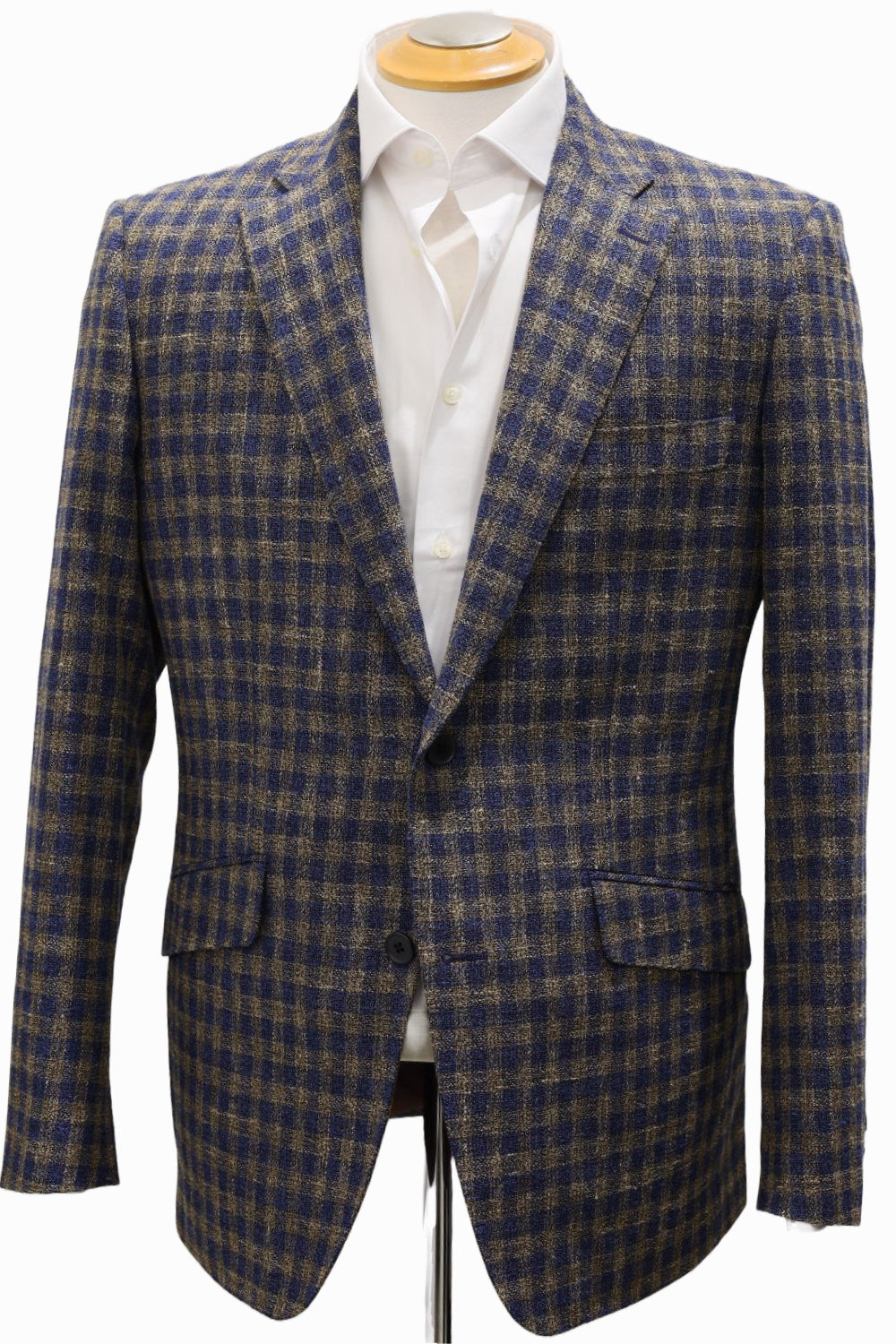 Khaki and Navy Check Italian Wool Jacket