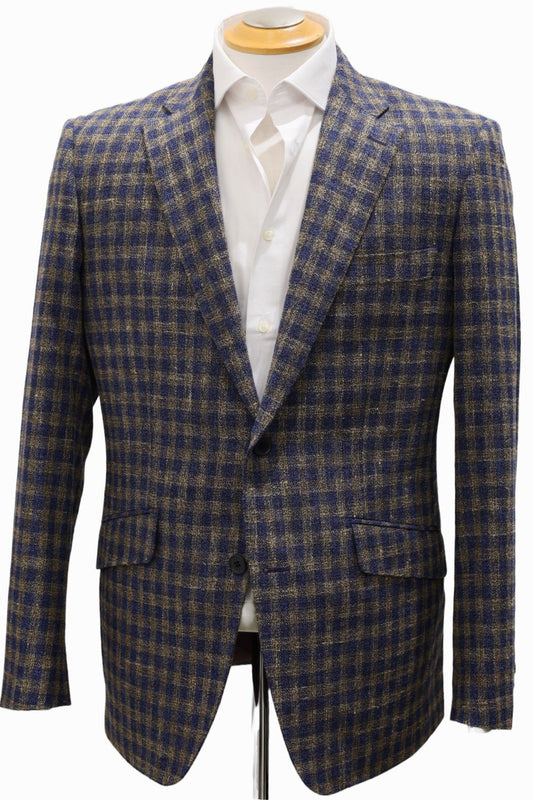 Khaki and Navy Check Italian Wool Jacket