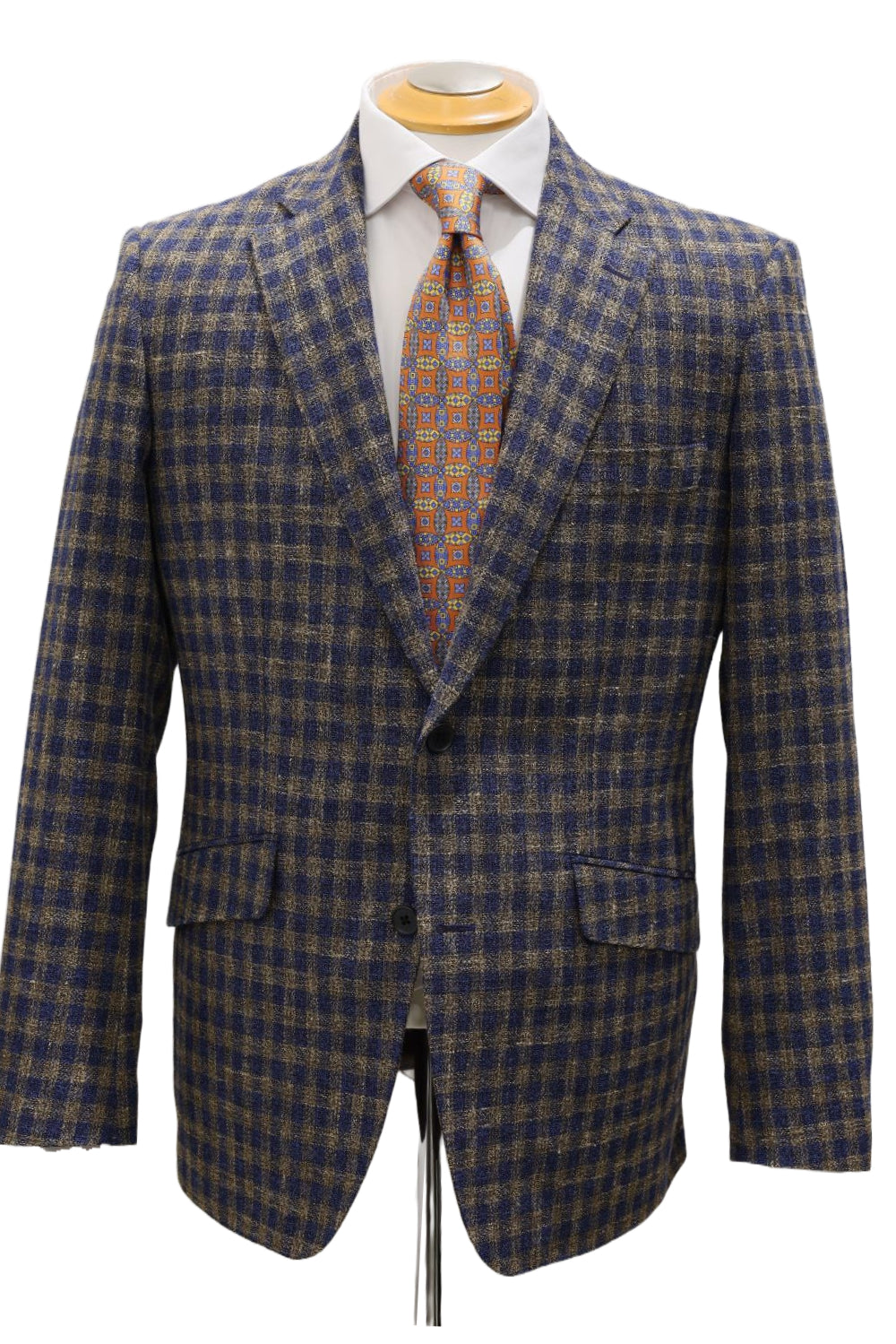 Khaki and Navy Check Italian Wool Jacket