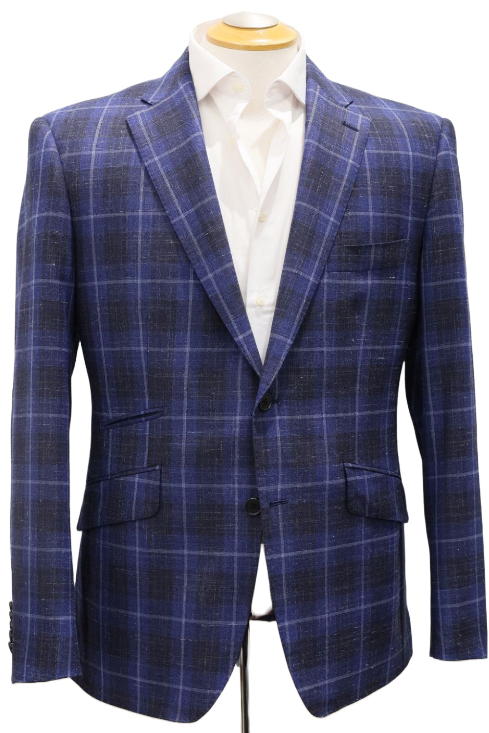Sky Windowpane on Navy Wool Jacket