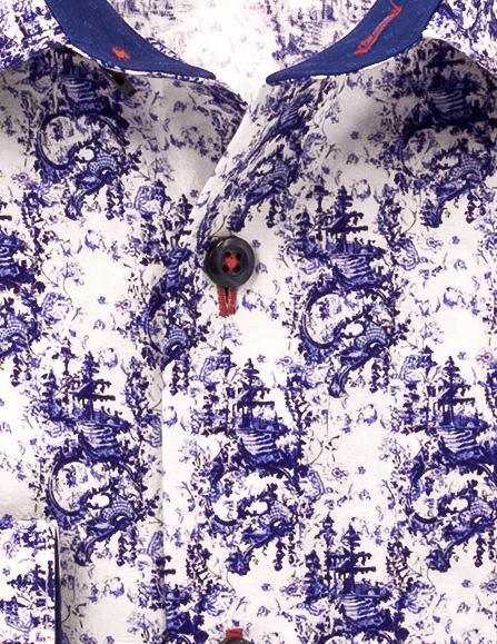 Blue Pottery Printed Shirt - Just White Shirts
