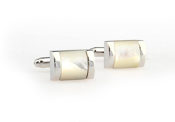 Curved Mother of Pearl Cufflinks - Just White Shirts