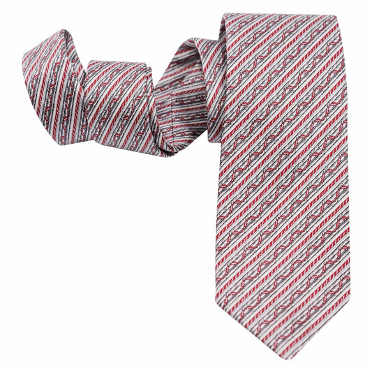 GREY AND PINK STRIPE SILK TIE - Just White Shirts