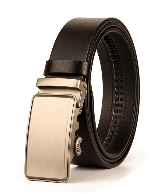 Matt Finish Ratcheted Leather Dress Belt - Just White Shirts