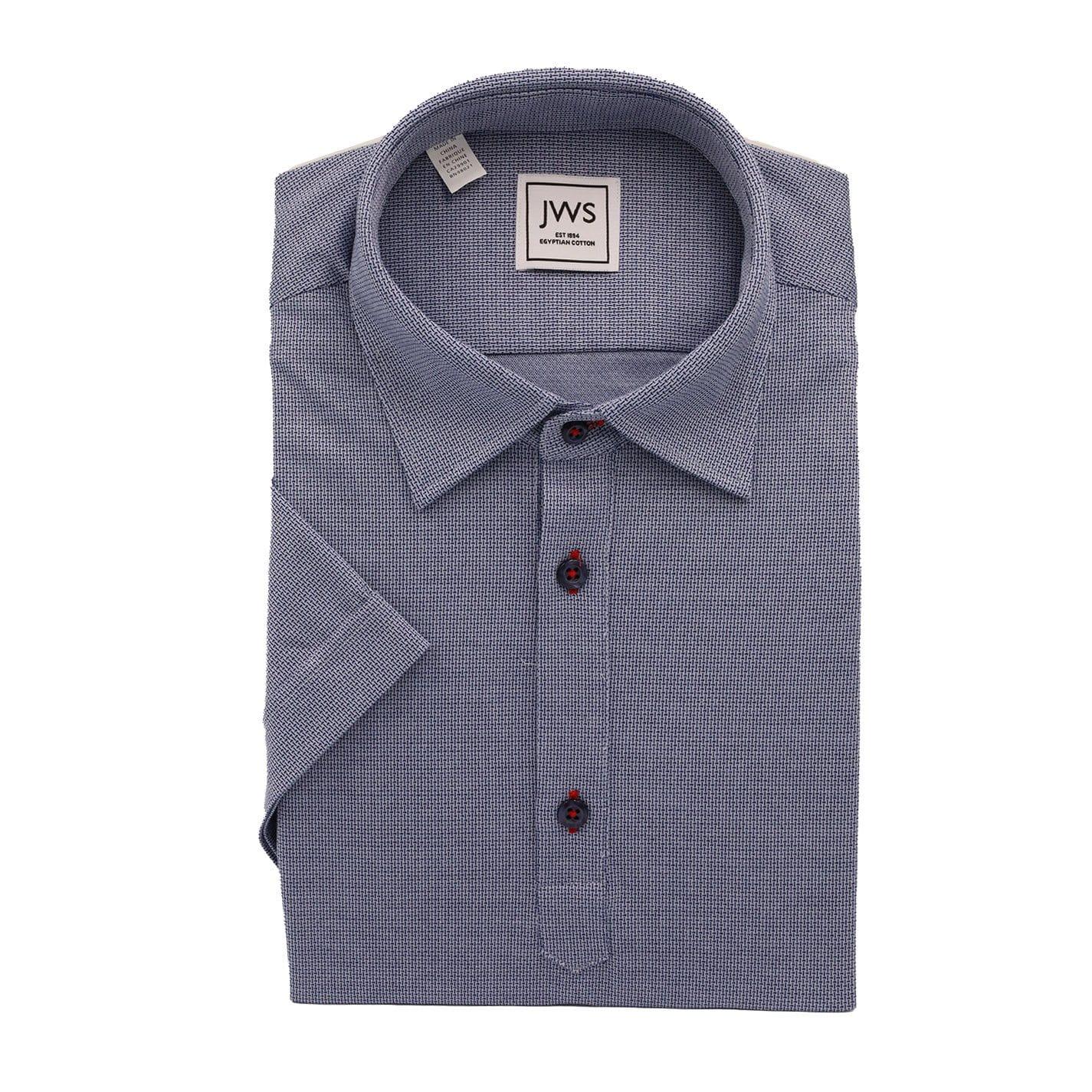 Navy and White Micro Design Jacquard Polo Shirt - Just White Shirts