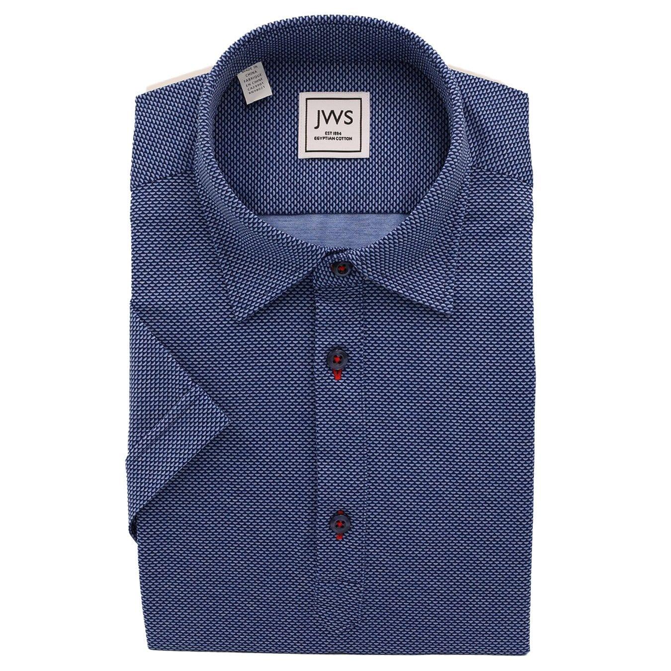 Navy Half Moon Dobby Knit Polo Shirt - Just White Shirts