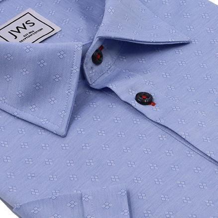 Sky Blue Diamond Pattern Jacquard fine Pique Polo Shirt - Just White Shirts