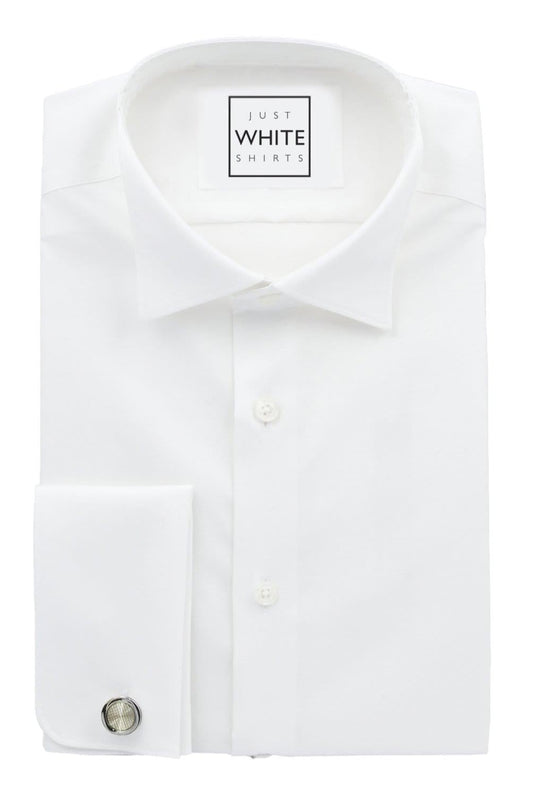 White Egyptian Cotton Non Iron Court Shirt, Wing Tip Collar and French Cuffs