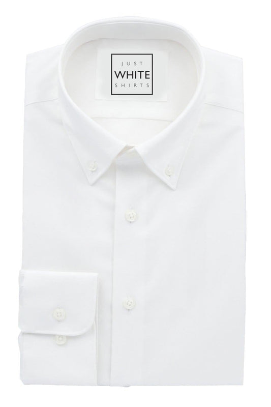 White Egyptian Cotton Non Iron Dress Shirt, Button Down Collar and Adjustable Button Cuffs