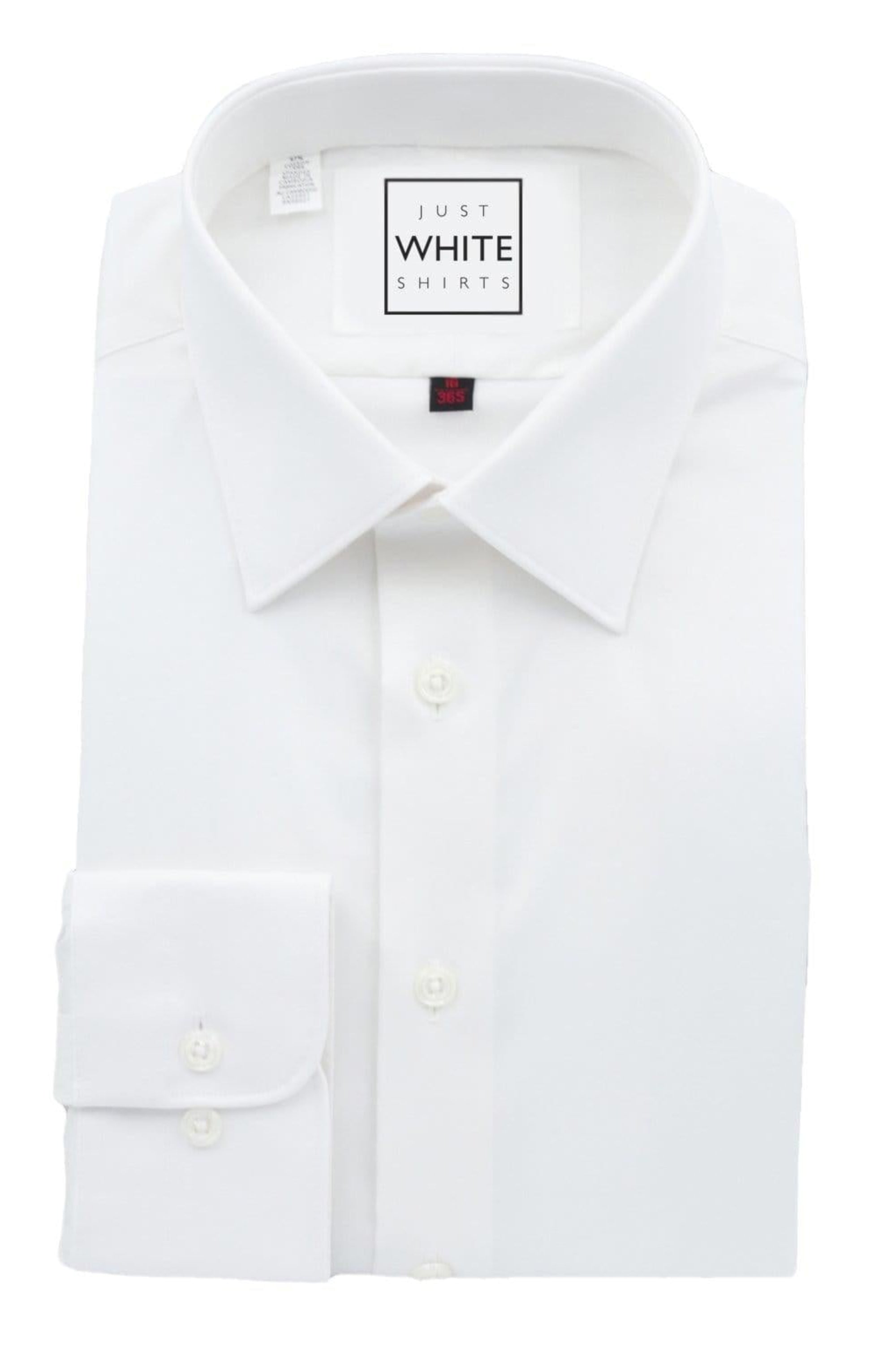 JustWhiteShirts Men's Egyptian Cotton Non-Iron Dress Shirt - Stain Resistant, Long Sleeve (Size 16-36 Regular)