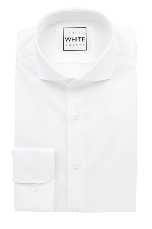 White Egyptian Cotton Non Iron Dress Shirt, Spread Collar and Adjustable Cuffs