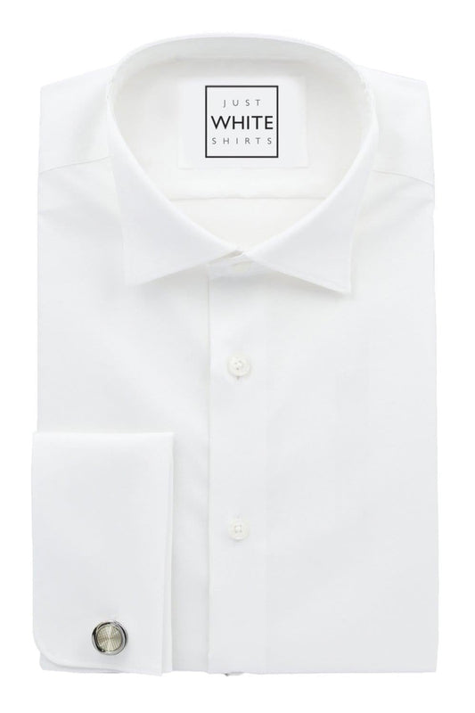 White Egyptian Cotton Non Iron Tuxedo Shirt, Wing Tip Collar and French Cuffs