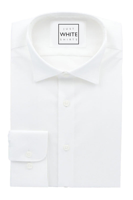White Egyptian Non Iron Cotton Court Shirt, Wing Tip Collar and Adjustable Button Cuffs