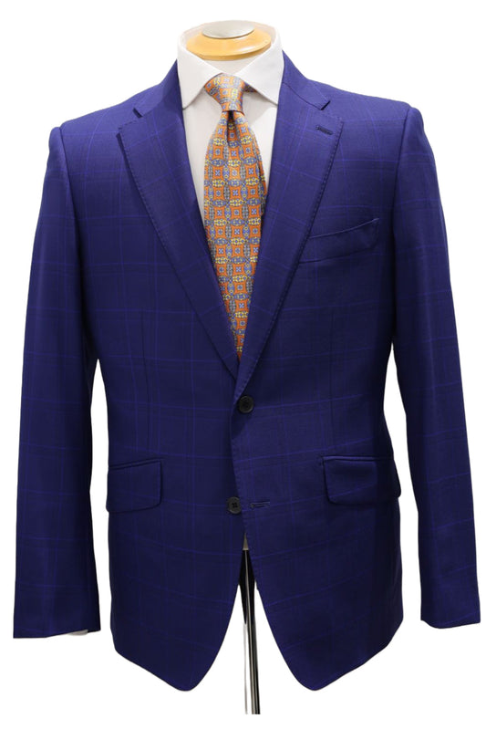 Cobalt Blue Glen Check with Sky Overcheck Super 130s Wool Suit