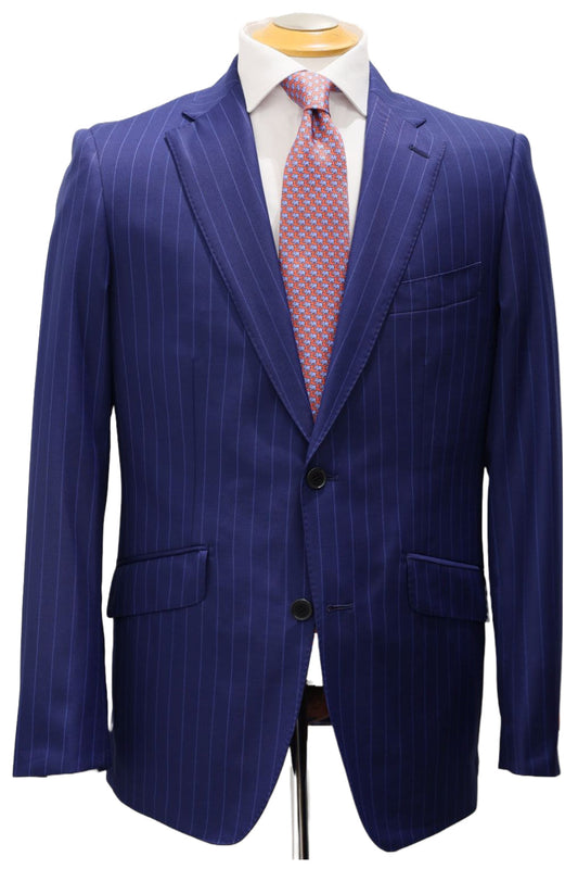 Cobalt Blue with White Pin Stripe Wool Poly Blended Suit