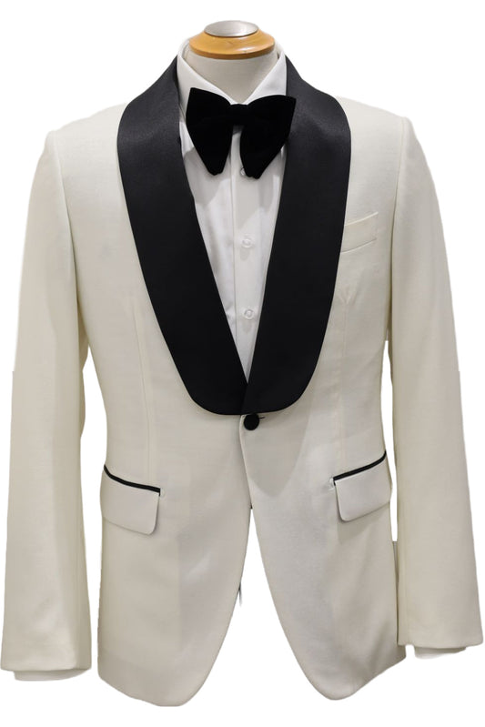 Ivory Jacquard Tuxedo Jacket