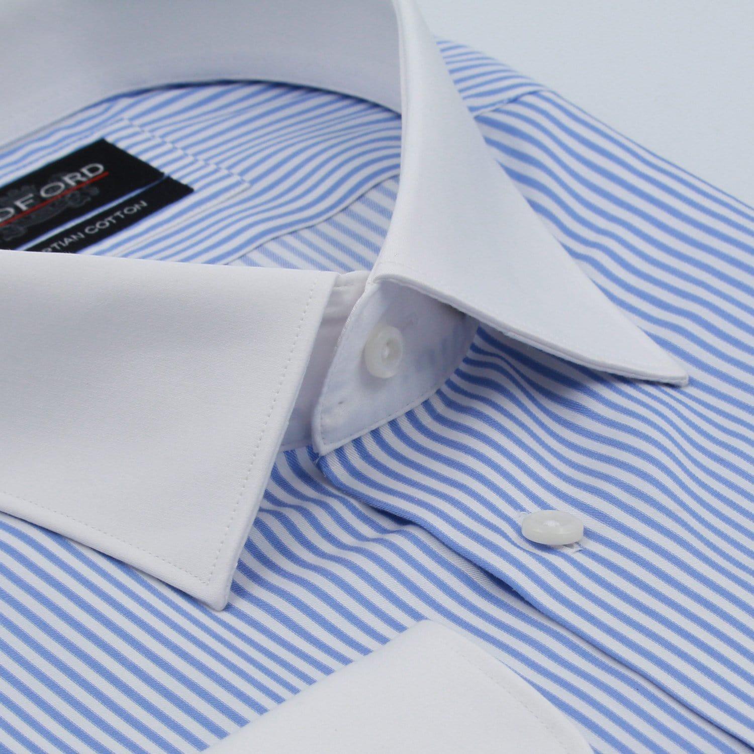 Blue pinstripe 2024 shirt white collar