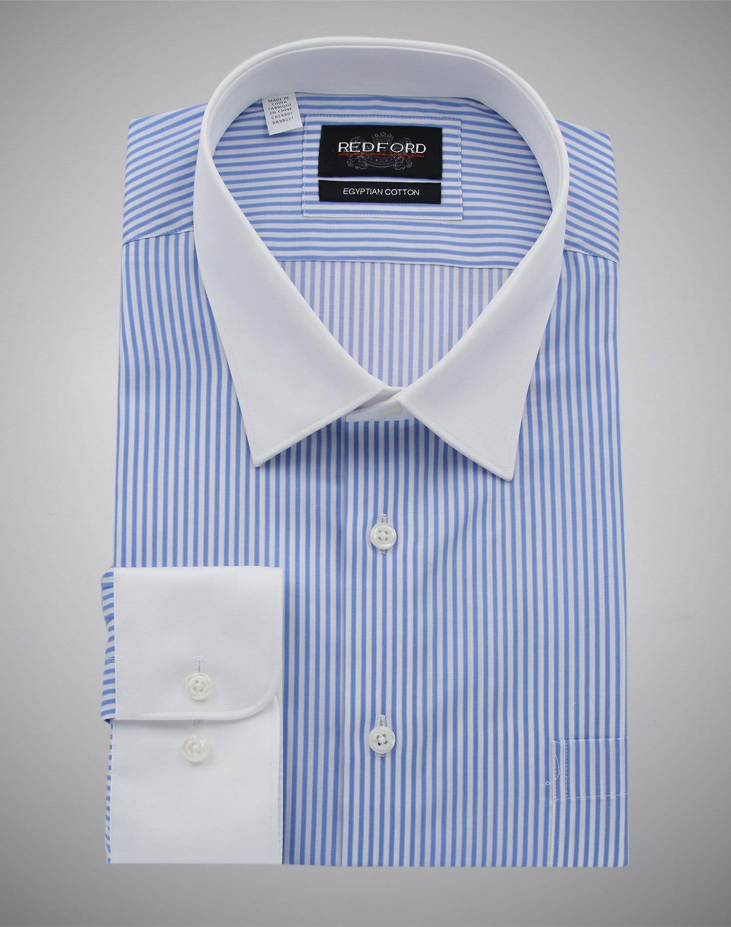 Pre Order Striped Shirt Men | Banker Collar | Light Blue | JWS