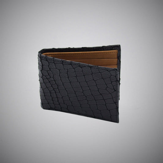 Black Laser Cut Leather Wallet With Tan Suede Interior - Just White Shirts