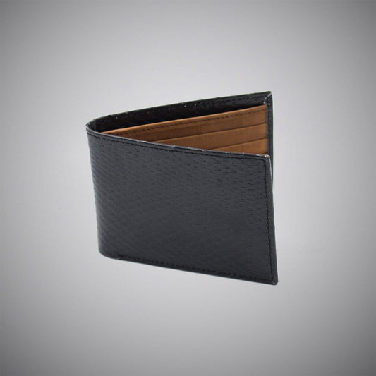Black Snake Skin Embossed Calf Leather Wallet With Tan Suede Interior - Just White Shirts