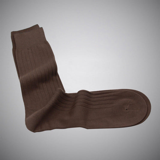 Choclate Brown Mid-calf Mercerized Cotton Socks - Just White Shirts