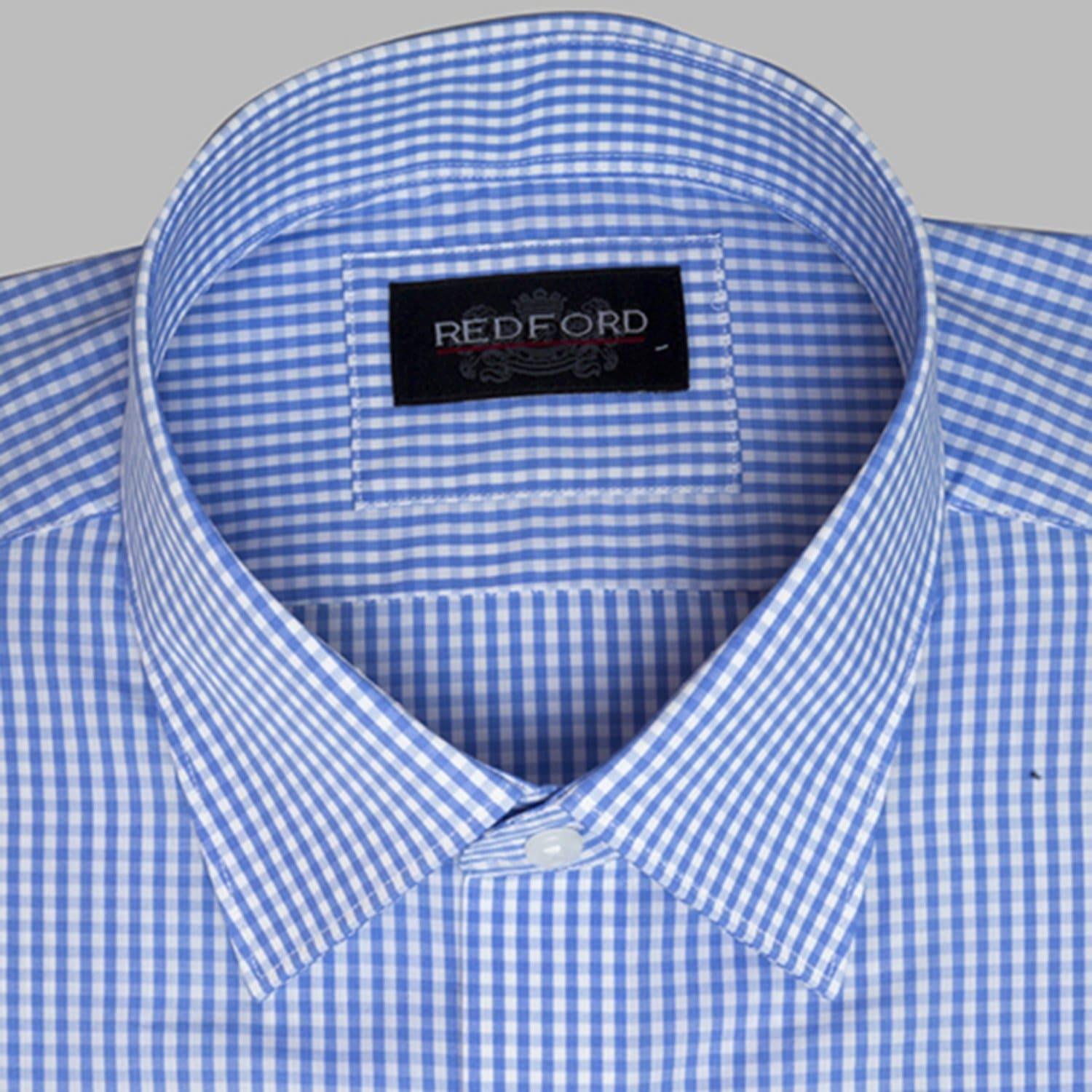 【MODERNIF】Tei Hound Check Shirt Wrinkle-free light blue jacquard check shirt Modern fit | Le