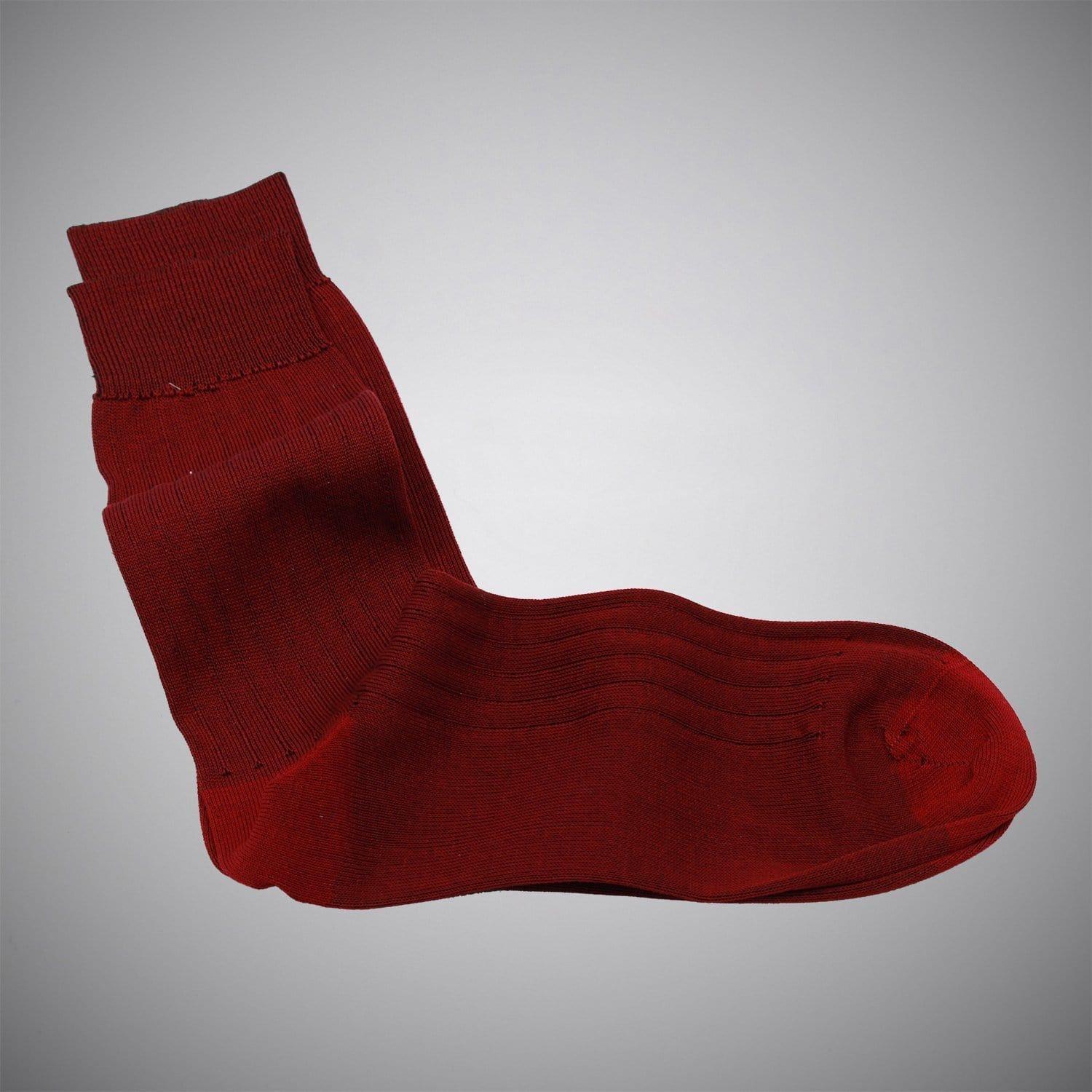 Deep Red Mid-calf Mercerized Cotton Socks - Just White Shirts