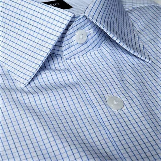 Fine Blue Check - Just White Shirts