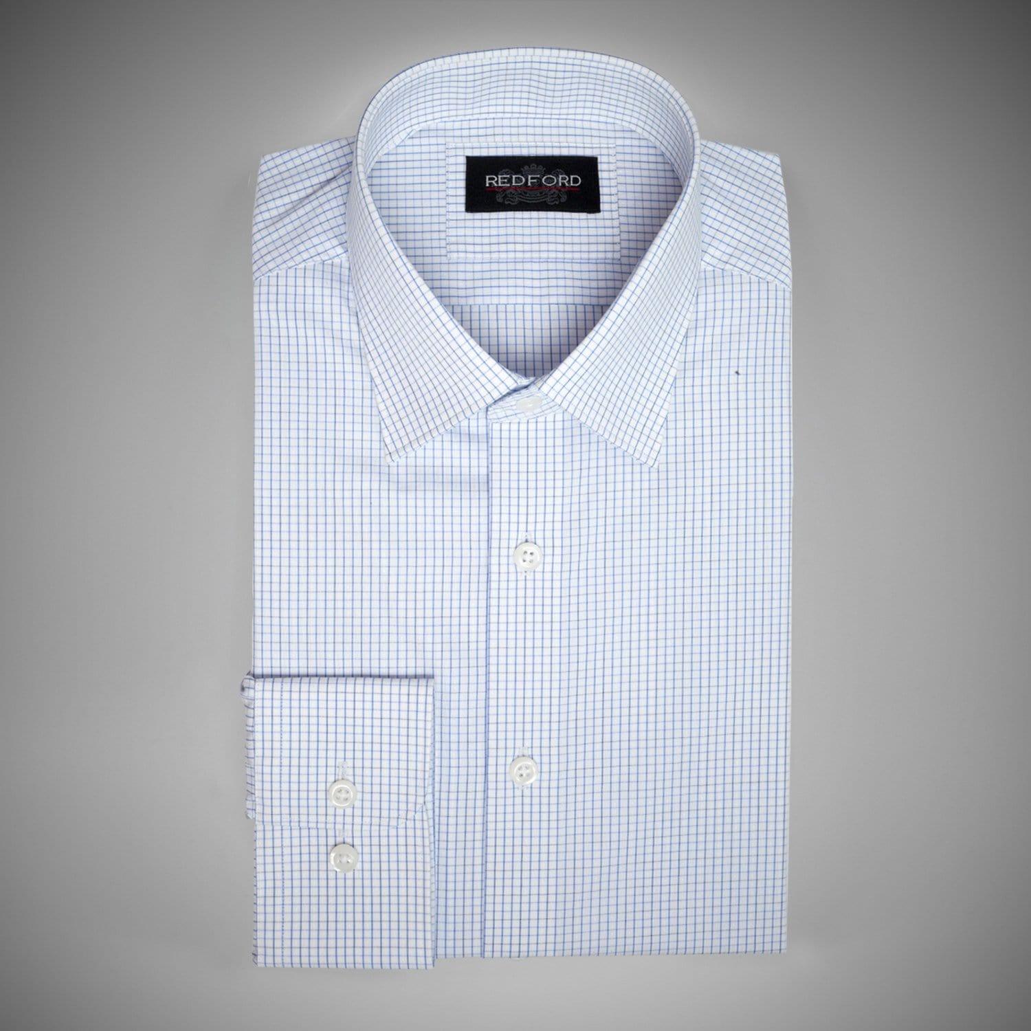 Fine Blue Check - Just White Shirts