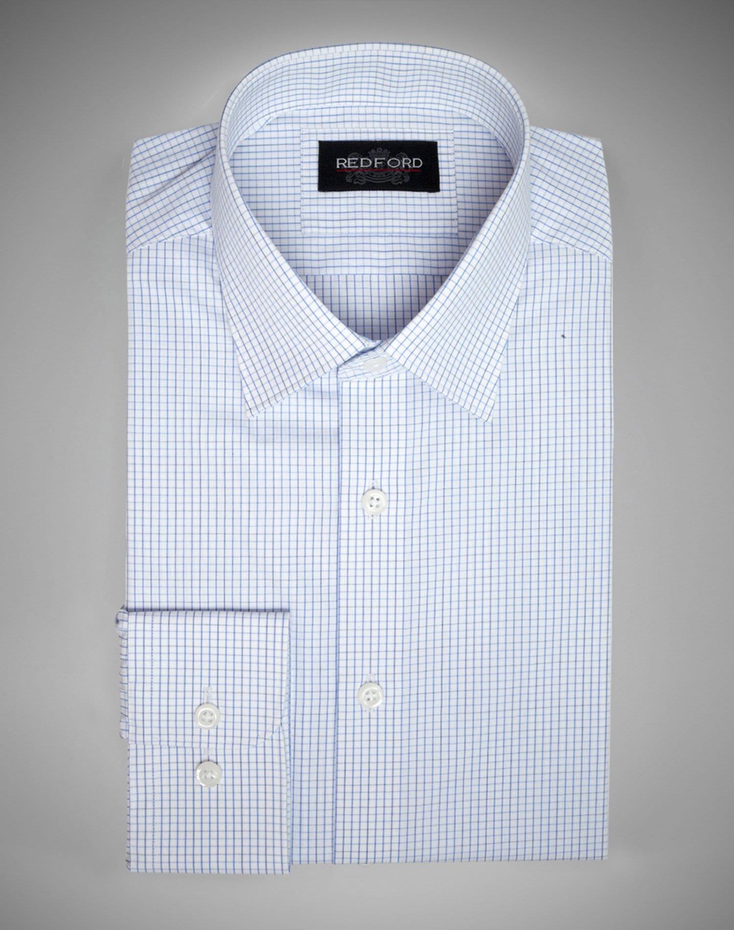 Fine Blue Check - Just White Shirts