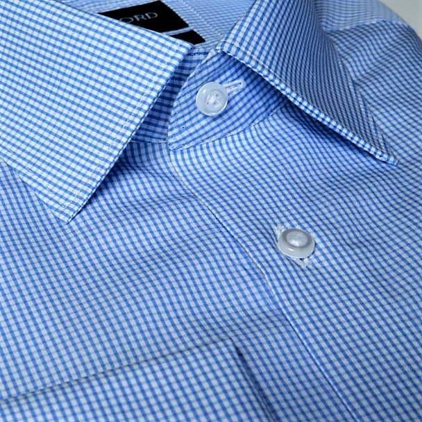 Light Blue Micro-Check - Just White Shirts