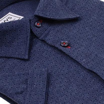 Navy Micro Dobby Knit Polo Shirt - Just White Shirts