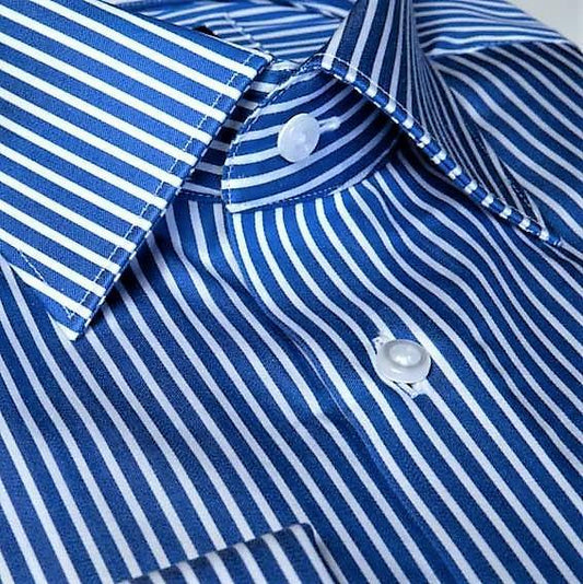 Navy Wide Stripe - Just White Shirts