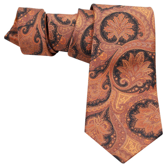 ORANGE PETALS ON BLACK SILK TIE - Just White Shirts