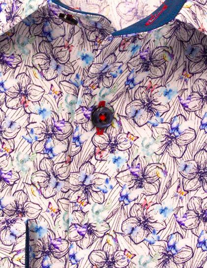 Purple Floral Printed Shirt - Just White Shirts