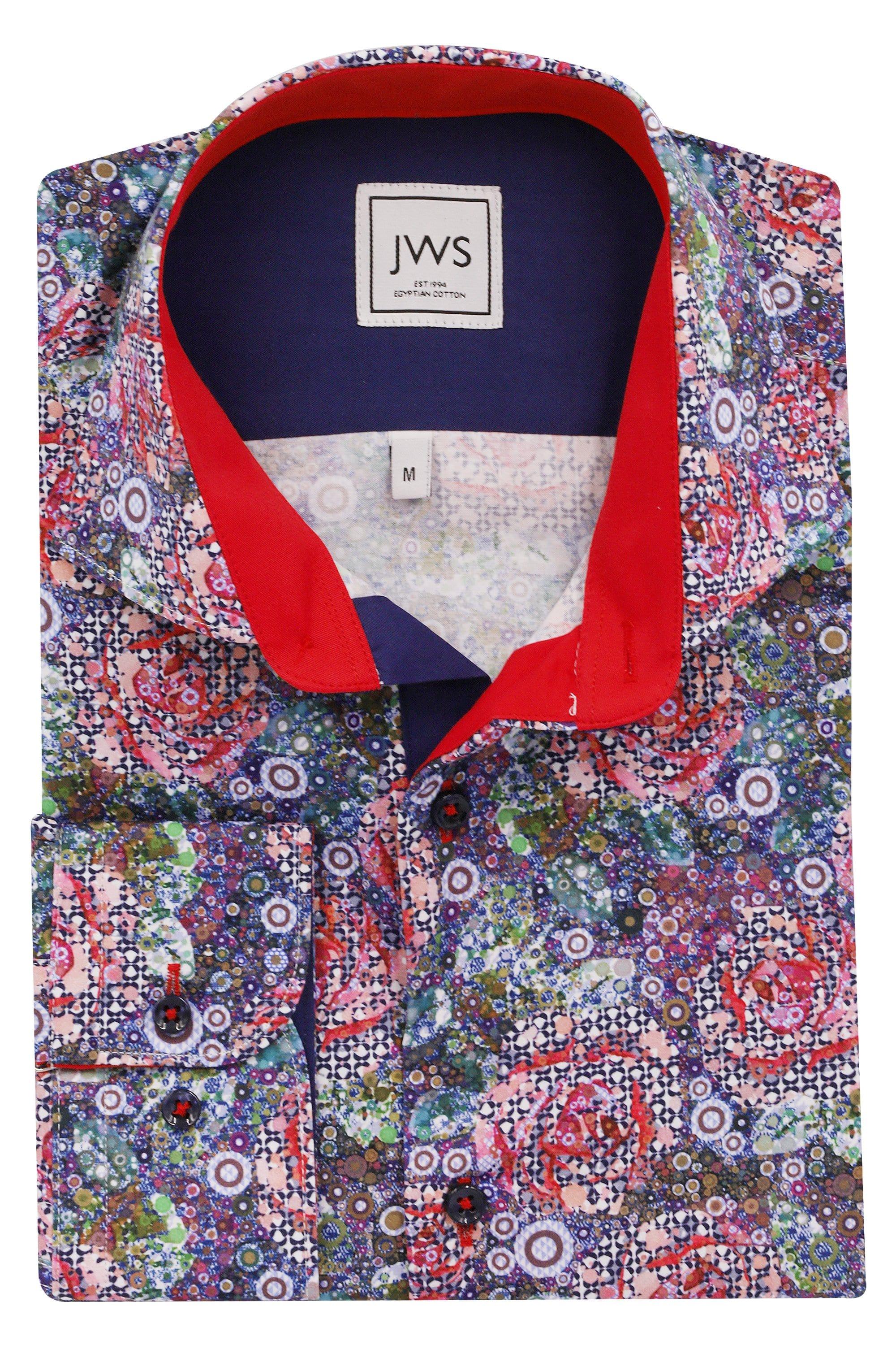 Red Rose Shirt Men's | Red Roses with Geometric Overlay | JWS – JWS BESPOKE