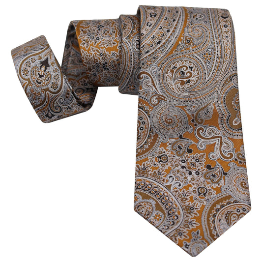 SILVER WITH MUSTARD SILK TIE - Just White Shirts