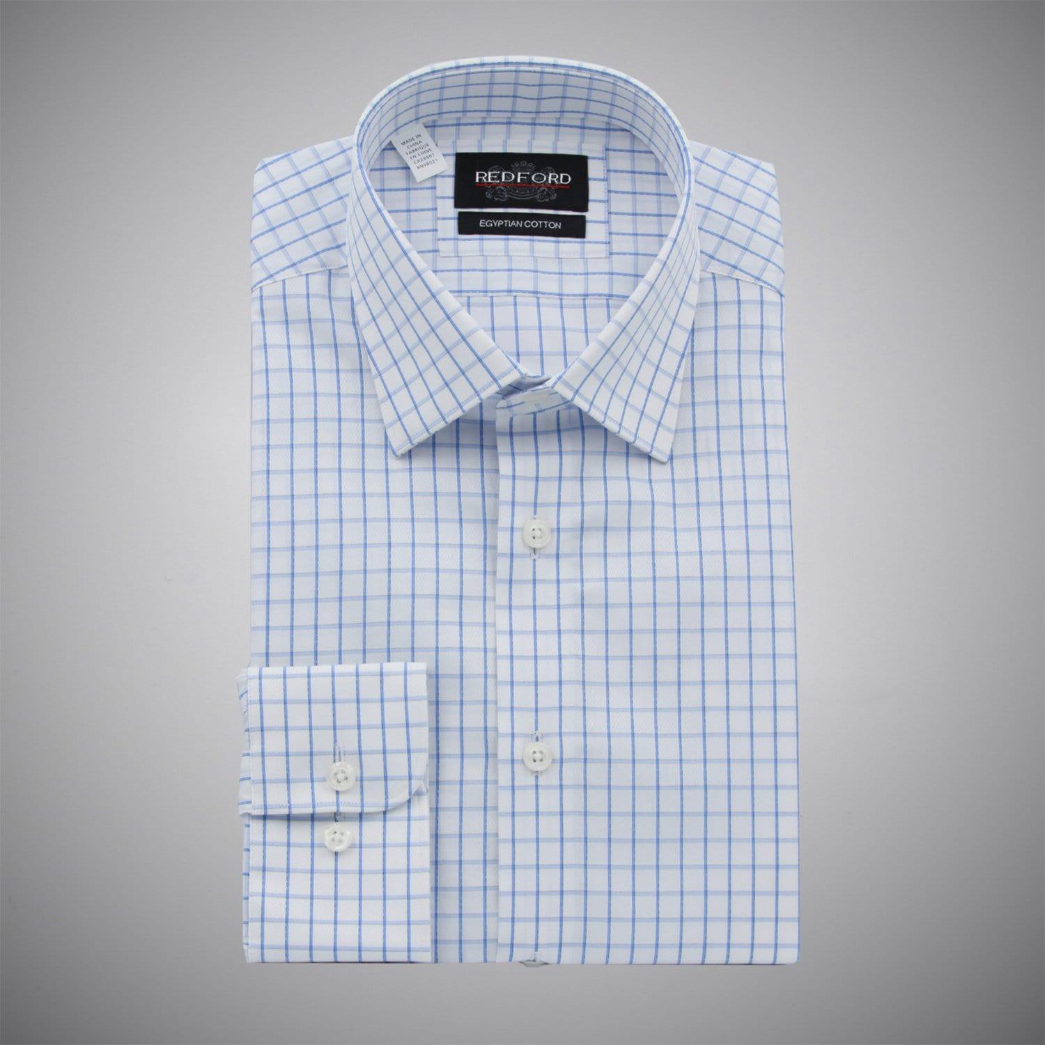 White with Blue Check - Just White Shirts