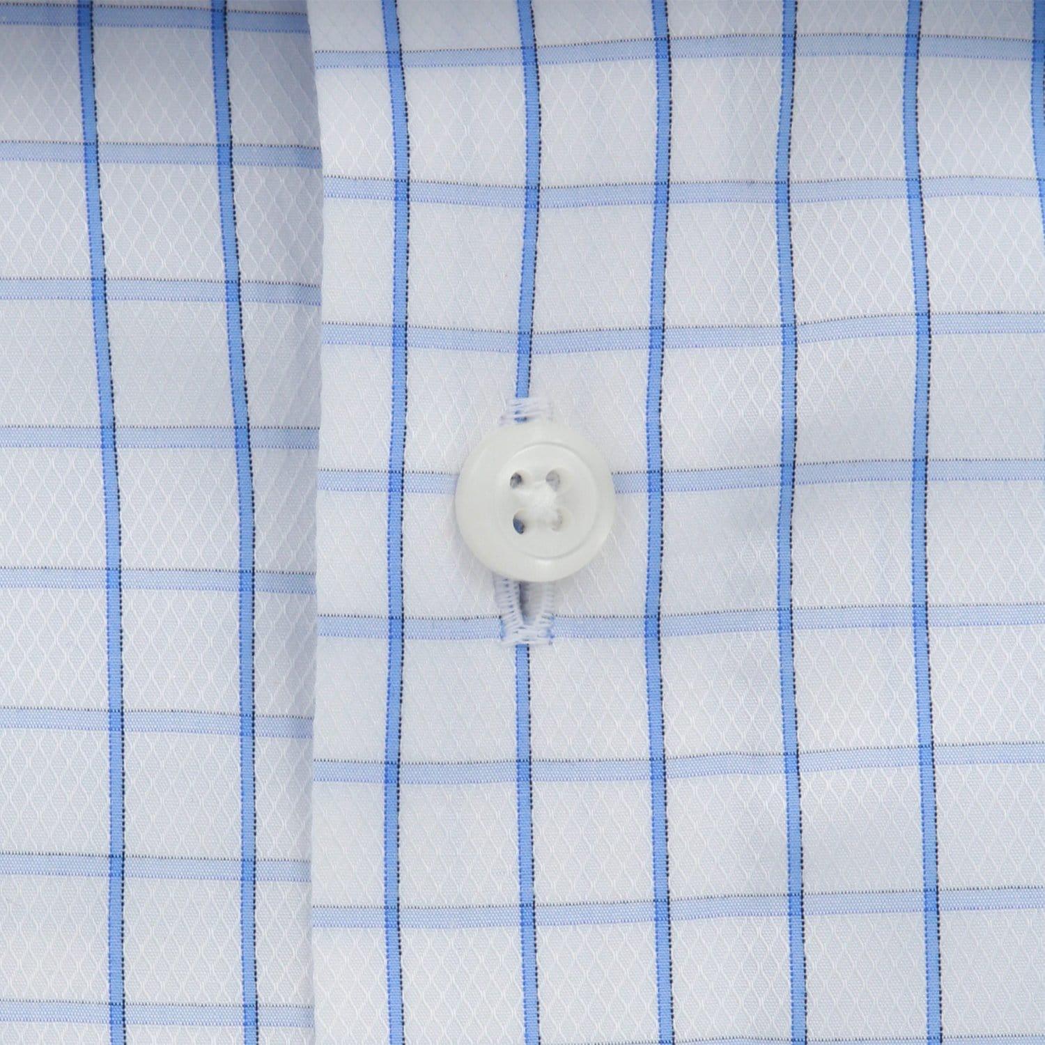 White with Blue Check - Just White Shirts