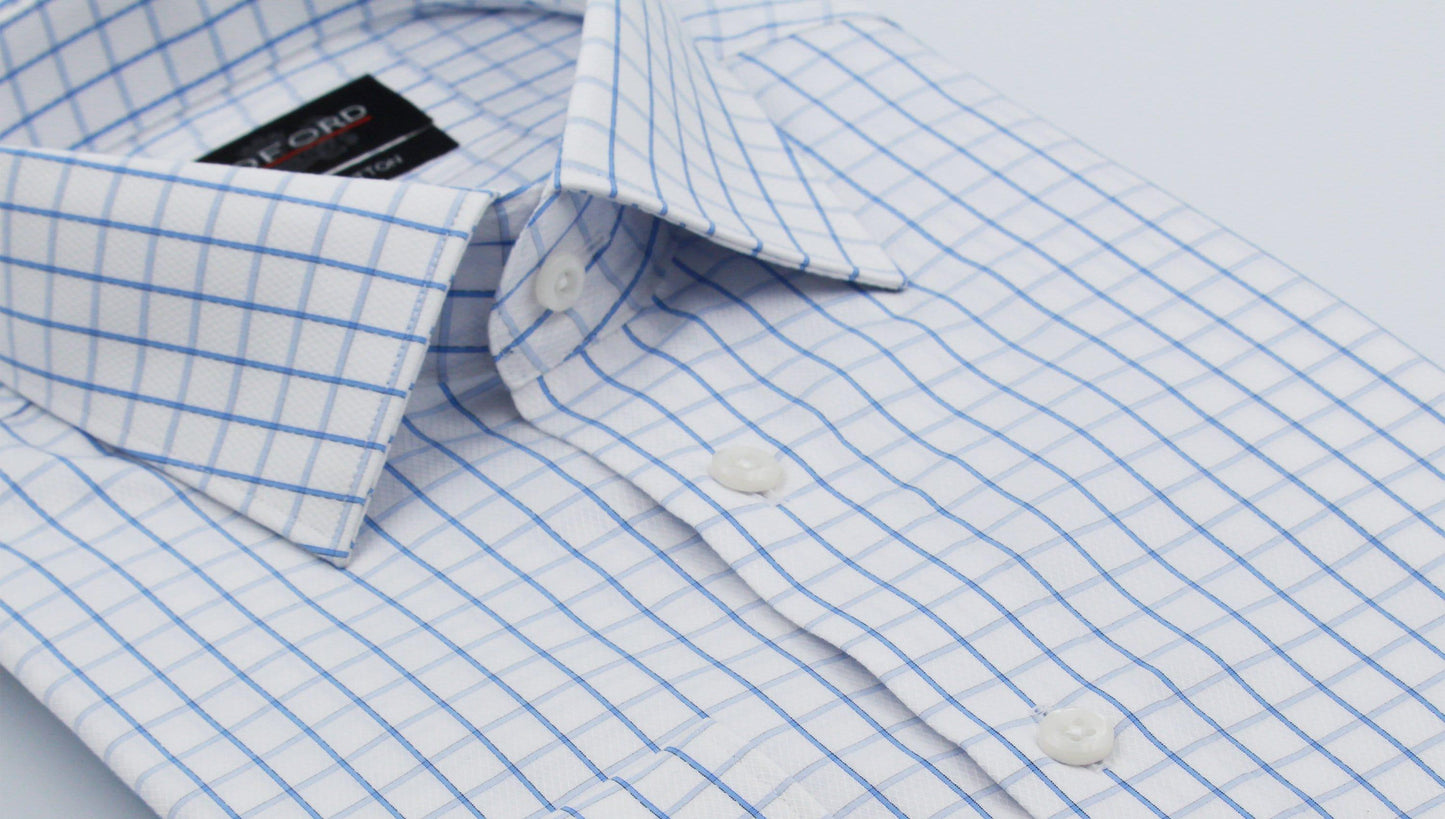 White with Blue Check - Just White Shirts