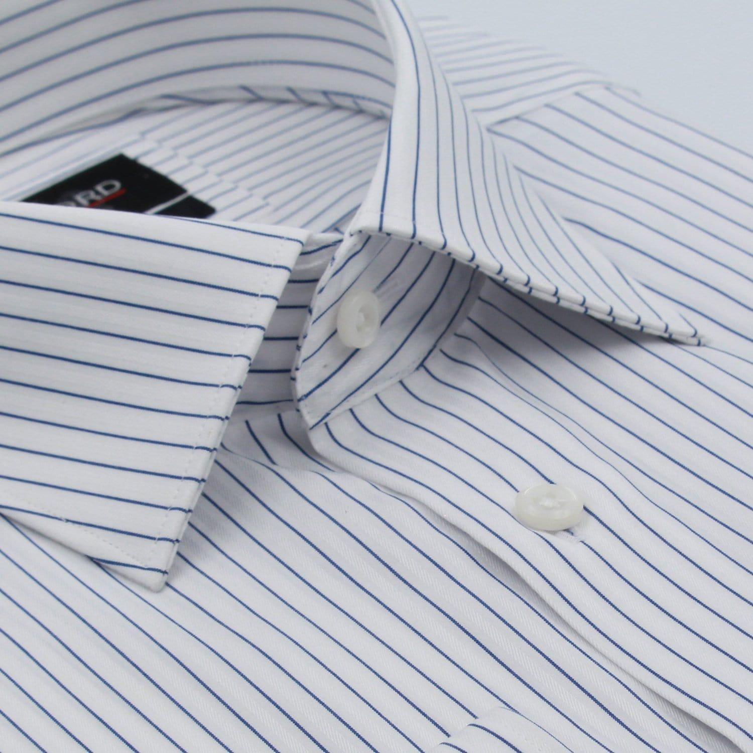 White with Blue Stripe Shirt - Just White Shirts