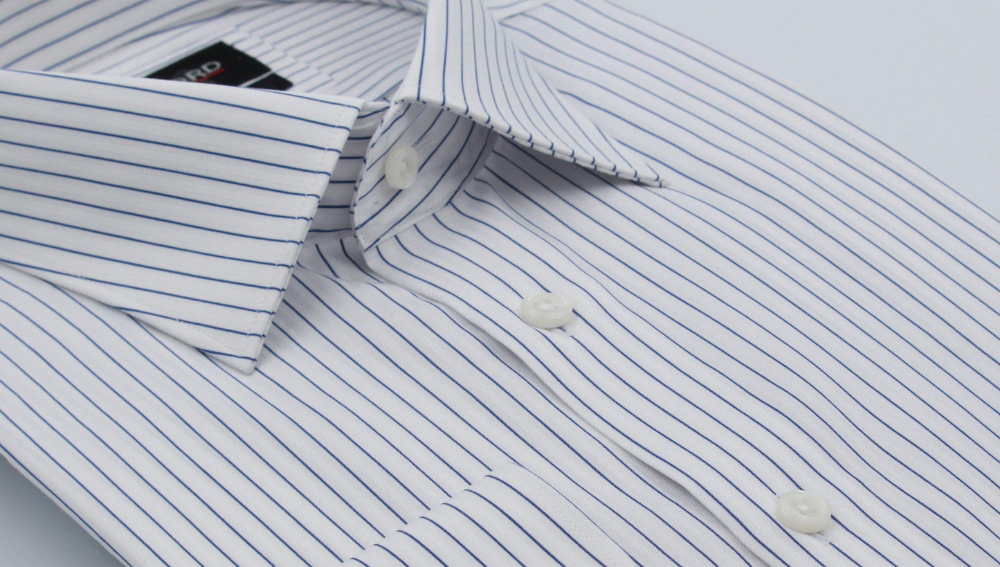 White with Blue Stripe Shirt - Just White Shirts